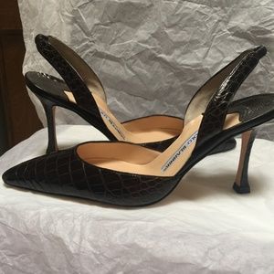 NIB MANOLO BLAHNIK  CAROLYNE  Alligator Heel 35.5